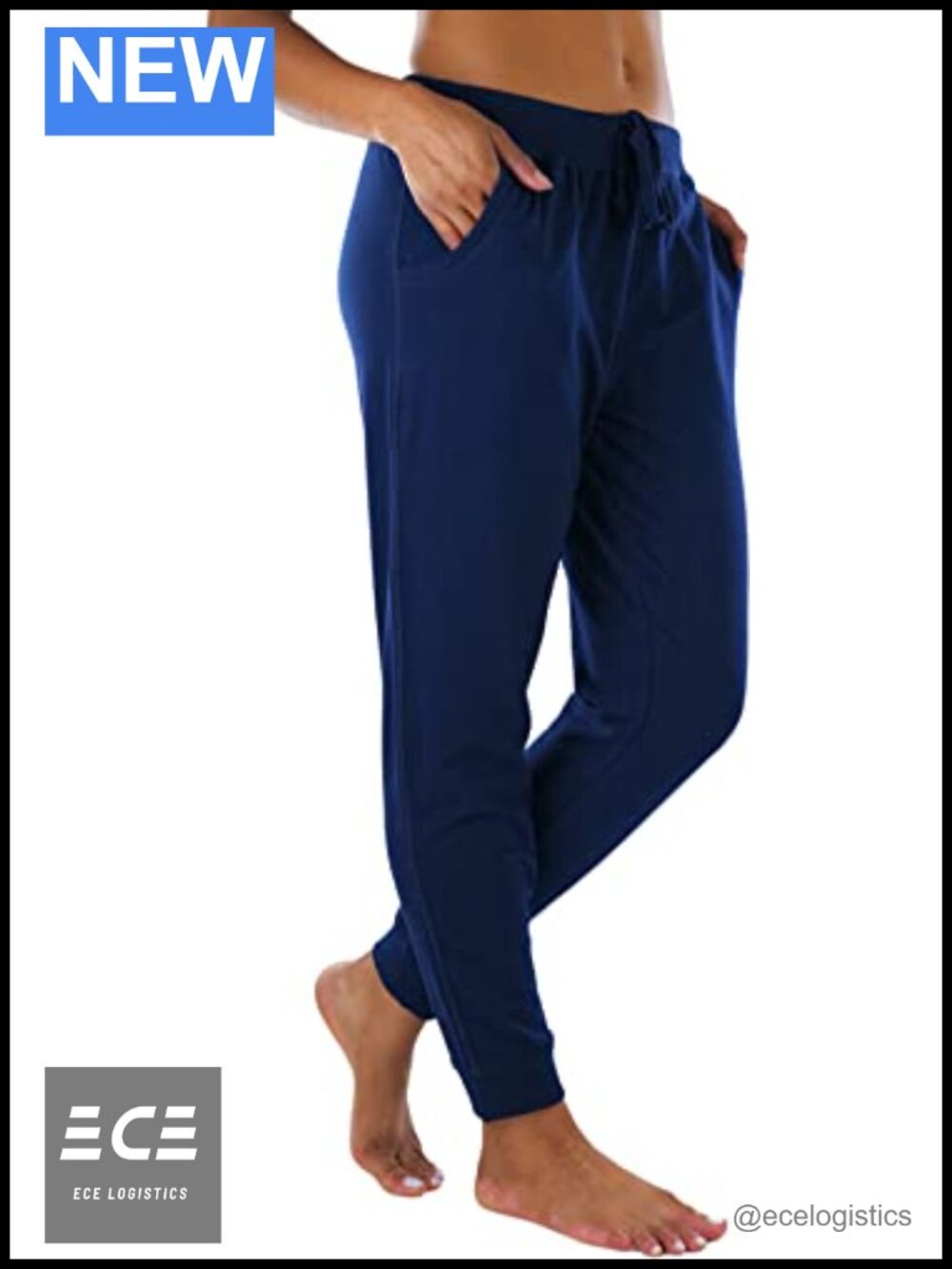 Womens French Terry Jogger Pants Tapered Ankle Drawstring Pockets